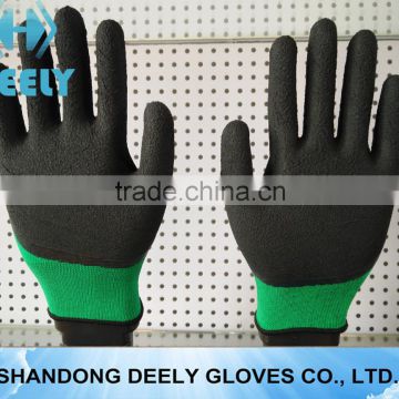 knitted Yellow spandex gloves with foam latex coated on palm/working glove