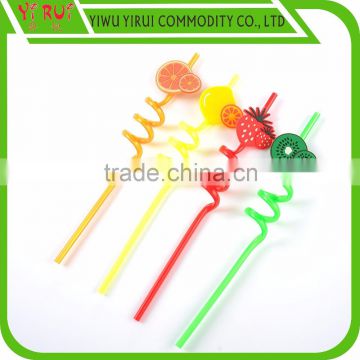 PET material crazy drinking straw with fruit cartoon