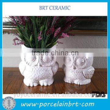 Home decoration Porcelain Owl Planter for Flower