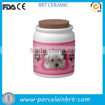 Custom Cute Ceramic Pet Food Jar Waterproof