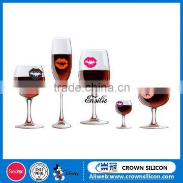Colorful Silicone Drink Wine Glass Marker,Lip Shape silicone Marker For Bottle