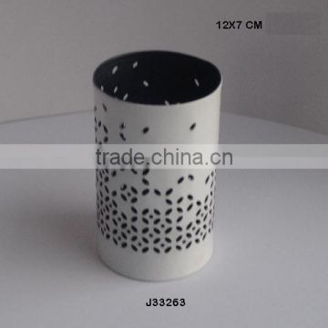 Cylinder shape White and Blue colours Iron votive rectangular bowl shape