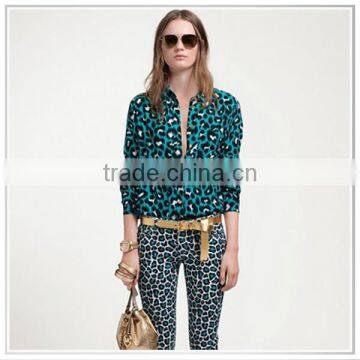 Customized 2014 Holiday Lookbook Leopard Grain Design Digital Printing Top Quality Cotton Fabric/Shirt