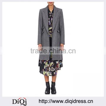 Customized Lady Apparel Long Length Fashion Stretch-virgin Wool Coat(DQM027C)