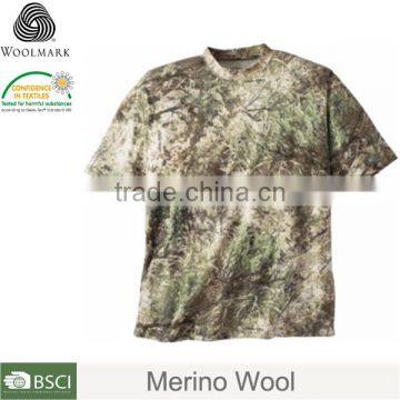 Custom-made merino wool camouflage t- shirt ,printed merino wool t-shirt