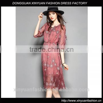 Shunyi silk dress latest embroidery designs High-grade fine dress