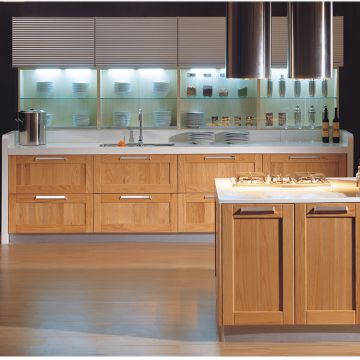Natural shaker style solid wood kitchen cabinets design
