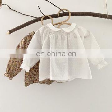 2020 autumn ins pure cotton embroidered shirt floral bottoming shirt long-sleeved doll shirt