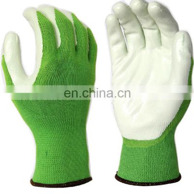 Eco-friendly White PU Palm Coated Green Bamboo Gardener Gloves
