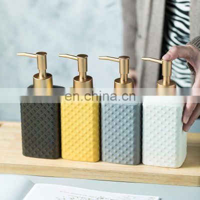 New Design Creative Grid Pattern Bathroom Accessories Liquid Container Ceramic Bathroom Soap Dispenser