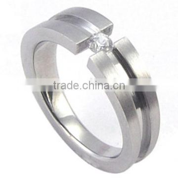 White Titanium Ring With Crystal Created Diamond from China Manufacturer