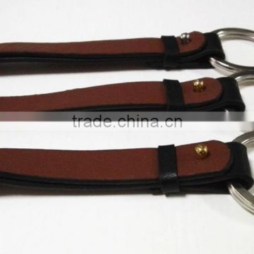 fashion long size folding key holder leather keychain with metal ring