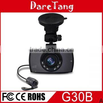 2014 Top sale 2.7 Inch G-sensor night vision dual camera black box for car