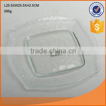 hot selling L25.5cm clear square glass plate