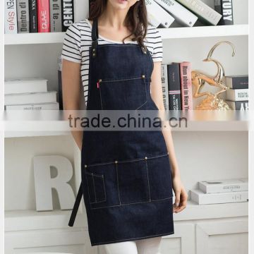Cheap custom cotton denim kitchen apron for women