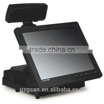 GSAN most popular touch pos terminal (GS-3028) with 15" touch screen and LED 8N customer display