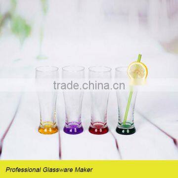 6pcs tall glass juice cup set with based color