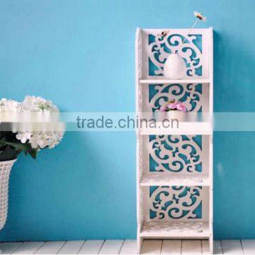 White color water proof DIY carved storage shelves with 4 layer width 24cm(FH-BL0424)