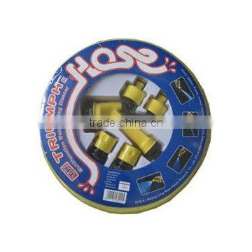 yellow garden hose with fitting