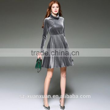 Hot selling hig-end black long dress for ladies2016