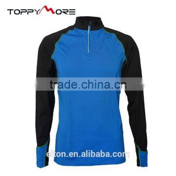 Half Zipper Blue&Black Half Zipper Unlined Upper Garment Men's Running T Shirt