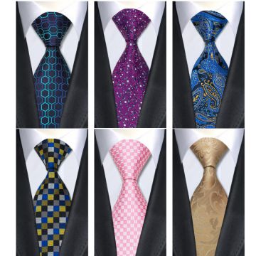 Boys Purple Mens Silk Necktie Digital Printing Dots