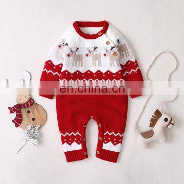 Hot sell cartoon Christmas moose rompers for boys and girls