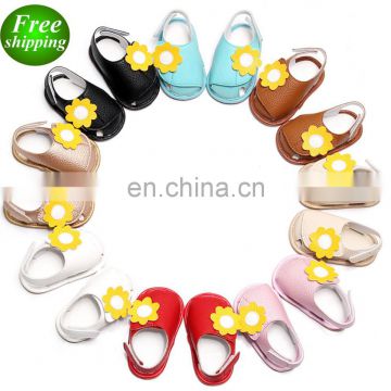Toddler girl PU  sandals Flower design Baby rubber sole shoes
