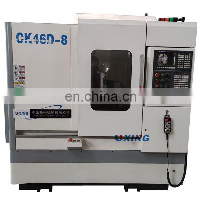 High precision slant bed cnc lathe and milling drilling machine turning center combine CK46D-8 with hydraulic turret