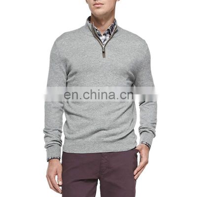Merino Wool Men's Stand Collar Sweater ,1/4 Zip Wool Pullover Sweater