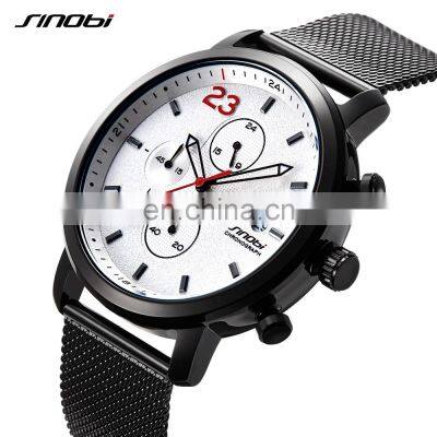 SINOBI S9765G Montre Homme Logo Brand Luxury Watch Fashion Stainless steel Quartz mens watch Montre