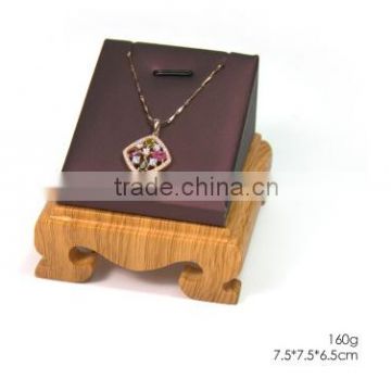 AN82 ANPHY Single Wooden Base Necklace Drop Pendants Model Jewelry Box Display Holder Purple 7.5*7.5*6.5cm 160g