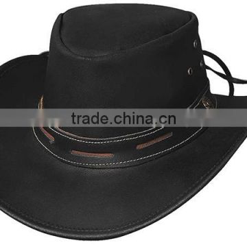 2015 FASHION STYLISH BROWN BLACK COWHIDE MAITLAND LEATHER OUTBACK HAT FOR MENS