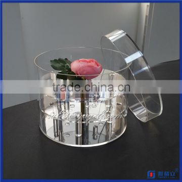 Acrylic flowers package tube round box tube clear round box for rose flower packaging                        
                                                Quality Choice