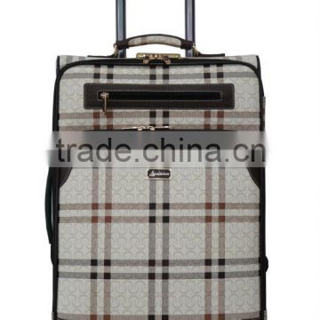 2014 new fashionable trellis design PU luggage
