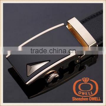 OEM 3.5 cm wide alloy buckle ,genuine leather men's slide buckle belt