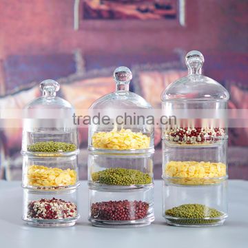 3 tier glass jar for candy storage jars