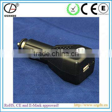 5W RoHS CE E-Mark approved Black USB Car Charger