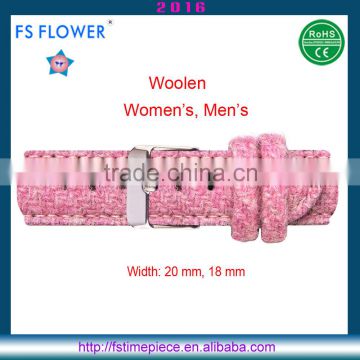 FS FLOWER - Pink Woolen Leather Watch Strap Designs For Ladies Width 18mm,20 mm