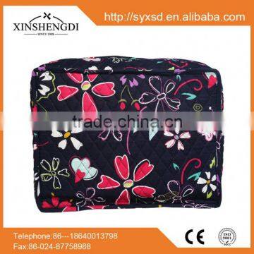 New style cotton floral quilted unique foldable lunch bag with side bottle pocket