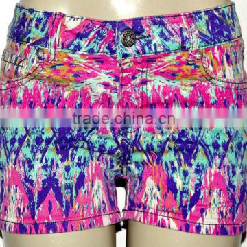 Womens Pink Blue Print Stretch Short Shorts board shorts