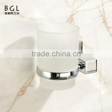 2015News Bathroom accessories frosted glass single tumbler holder zinc alloy