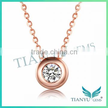 Wholesale Fashion Rose Gold Necklace Round Brilliant Cut Moissanite Diamond Pendants Charms