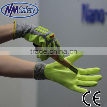 NMSAFETY anti-cut water pu gloves tpr pu gloves cut level 5 anti-impact pu gloves