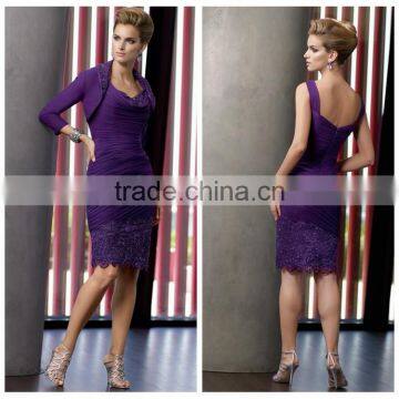 two piece lace knee length purple formal evenng dress patterns