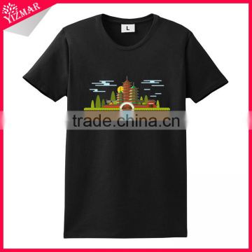 Rounded hem 60% cotton 40% polyester cheap printing muscle fit t shirt