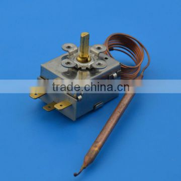 Capillary thermostat and bimetal thermostat for oven use