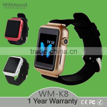 witmood 2016 MTK6572AX Dual Core SIM card support wifi K8 smart watch with wifi 3G