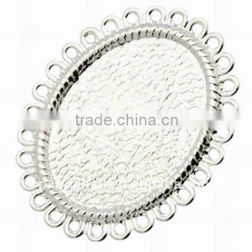 Brass Ring Settings, Silver, Oval, Ring: about 17mm; Oval Tray: about 19x20.5mm(KK-Q014-S)