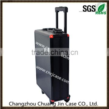 custom black aluminum trolley case and large space aluminum trolley case
